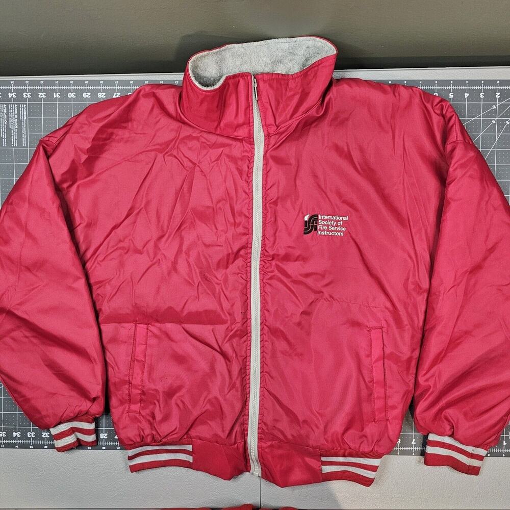 Vintage K Brand Jacket Large Fire Firefighter Emt 80s Sideline Bomber Varsity